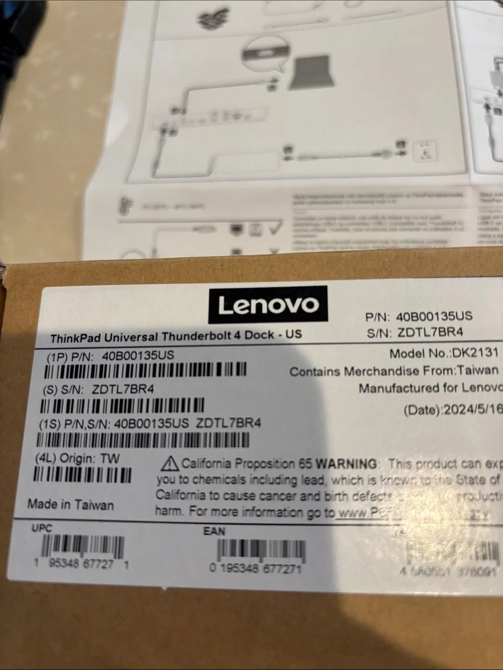 Lenovo Black Docking Station Kit with Power Adapter and Cables